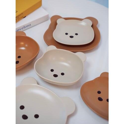 Korean style bear head bowl cute cartoon ceramic rice bowl salad bowl breakfast plate children tableware
