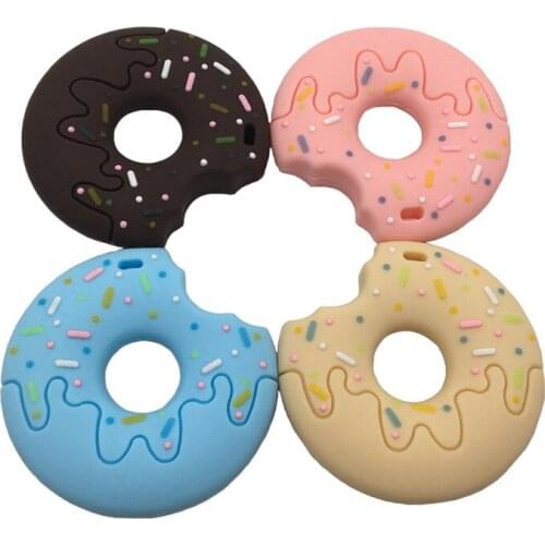 Fashion silicone donut bite teeth Baby molars toothpaste biscuit pendant childrens food grade silicone material