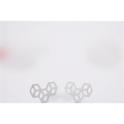 Fashion plane three-dimensional stud earrings,visual three cubes stud earrings for women