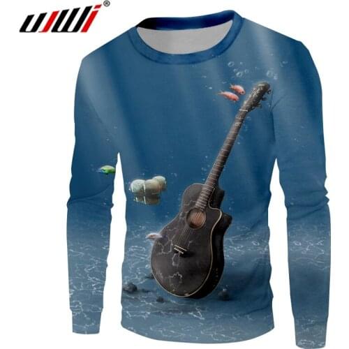 UJWI Man Punk Rock Sweatshirt 3D Printed Marine Guitar Pullover Big Size Harajuku Mens Streetwear Free Shipping