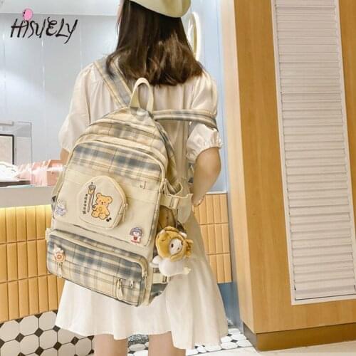 2021 New Lovely Bear Multifunctional Backpack Teenage Girl Portable Travel Bag Female Large Schoolbag Badge Women Backpacks