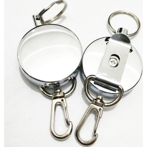New Retractable Pull Key Ring ID Badge Lanyard Name Tag Card Holder Reel Belt Clip Metal Housing Metal Covers