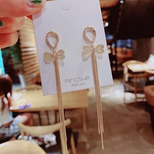 ZDMXJL 2021 New Arrive Trend Womens Earrings Elegant Bowknot Tassels Earrings For Women Brides Wedding Jewelry Drop-shipping