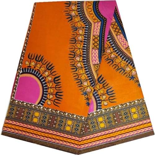 Orange African Wax Veritable Print Fabric 100% Cotton 6yards Ankara High Quality for Woman Dress N20801-32