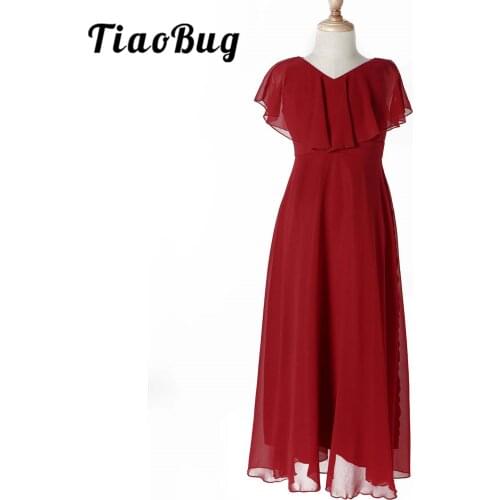 Flower Girl Dresses V Neck A-line Chiffon Party Dresses for Girls Wedding Birthday Party Children Dress Kids Vestidos De Festa