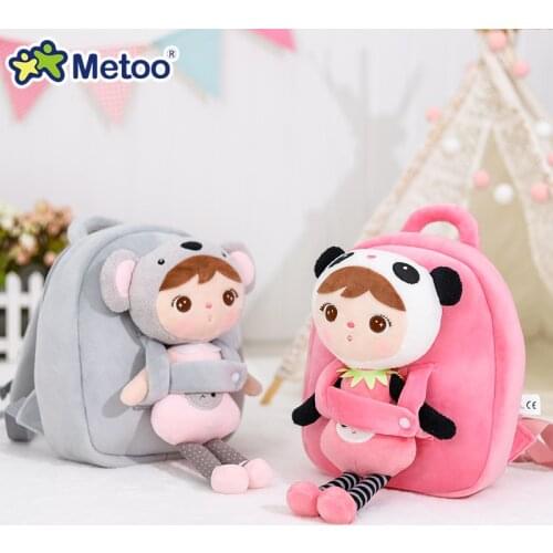 Metoo Plush Backpacks Kids Baby Bags Animals Cartoon Doll Toy Children Shoulder Bag for Kindergarten Angela Rabbit Girl Panda