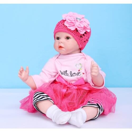 Realistic 22 Inch 55 Cm Silicone Reborn Baby Doll Soft PP Cotton Body Cute Girl Anatomically Correct Handmade Gift Kids Toy