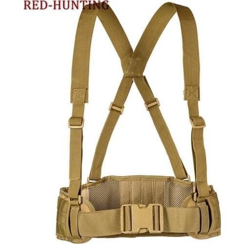 Adjustable Hunting Waist Support Army Military Belts Mens Airsoft Combat Suspender Tactical Gear MOLLE Padded Waist Belt