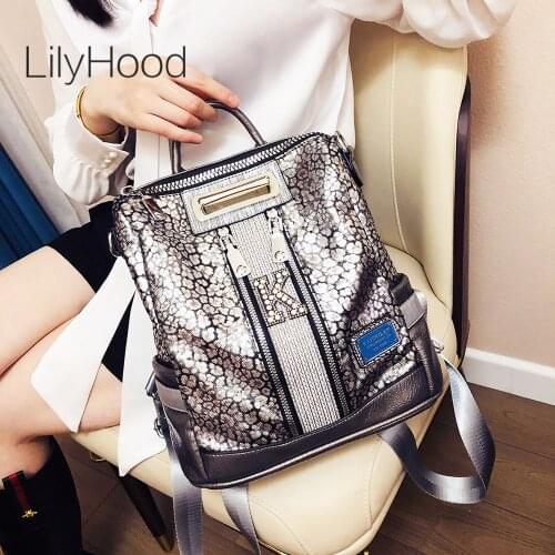 Women Fashion Artificial Leather Backpack Female High Quality PU Leather Big Capacity Zipper Travel Daily Gun Color Knapsack Bag