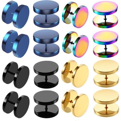 2PCS Stainless Steel Fake Cheater Illusion Screw Ear Plug Flesh Tunnel Earrings Ear Stretch Expander 18G Body Piercing Jewelry