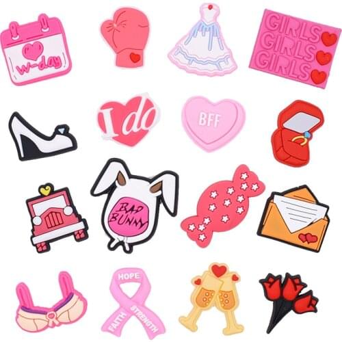 Hole Slippers Shoe Buckle Anime Cute Chars Croc Girl cartoon Decoration Designer Accesoire Garden Shoe Decoration Fit Kid Gift