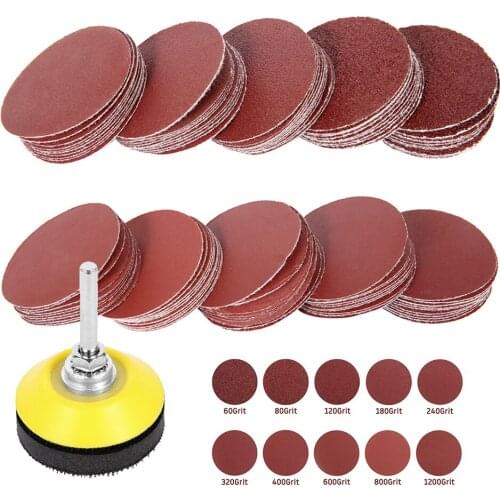 Sanding Discs Pad Sandpaper Sanding Disc 60-1000 Grit Paper Sanding Paper Abrasive Polishing Tools with Shank for Rotary 100PCS