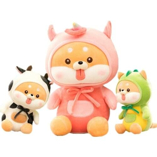 Cute Cosplay Shiba inu Dog plush Toy Unicorn Dinosaur Cow Dressing Japan Dog Doll toy for Children Baby appease hug animal Toy