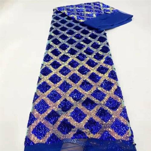 SJ Lace African Embroidery Tulle Lace Fabric 2020 High Quality French Net Lace Fabric With Sequins For Party 5 Yards A2-98