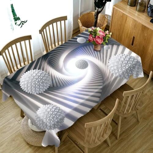 3d Geometry Pattern Tablecloth Fashion Landscape Pattern Waterproof Thicken Rectangular and Round Table Cloth for Wedding