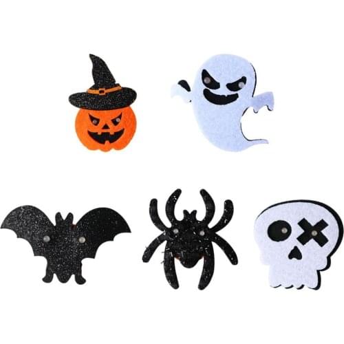 Halloween Glow Brooch Spider Ghost Pumpkin Umbrella Glow In The Dark Halloween Party Props Accessories Brooch Pin Badge Gift