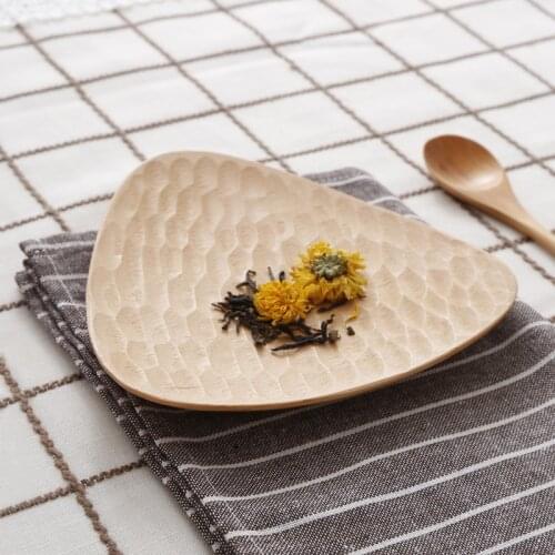 Japan Style Beech Wood Desserts Plate Creative Tortoiseshell Prints Dish Plates Honme Use Snacks Plates Tableware