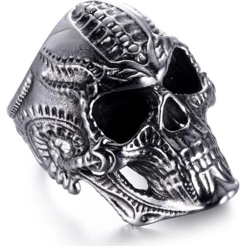 Vintage Men Rings Punk Rock Skull Stainless Steel Rings For Men Christmas Party Gift Finger Ring Accessories