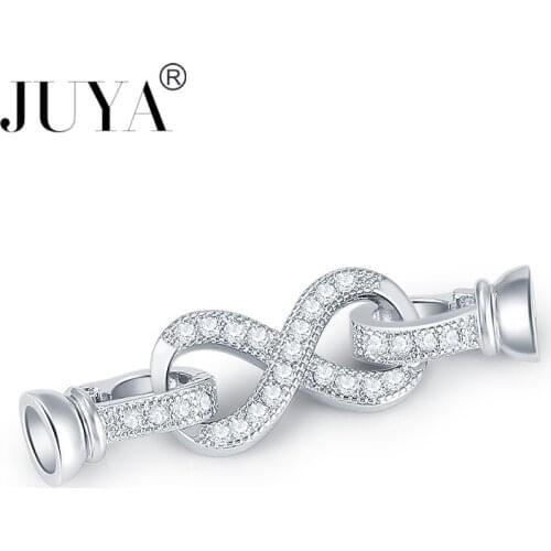 JUYA Jewelry Findings Accessories Cubic Zirconia Fastener Clasps Supplies DIY Connectors For Bracelets Necklaces Jewelry Making