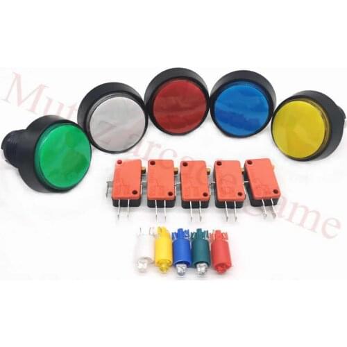 10Pcs/Lot 12V 45mm Middle Round illuminated LED push button switch with Black Bevel edge for coin operated arcade game machines