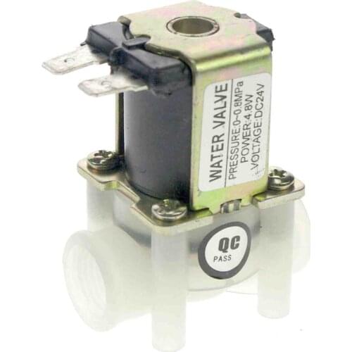 12V/24VDC 220VAC NC 1/4" BSPP Female 5W Nylon Plastic RO Water Inlet Solenoid Valve Reverse Osmosis Drinking Water Purifier