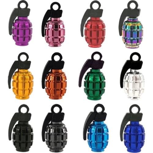 4pcs Aluminum Grenade Tire Valve Caps for Car Motorcycle Bike Valve Stem Caps for American Valves Car-styling Parts Accessories
