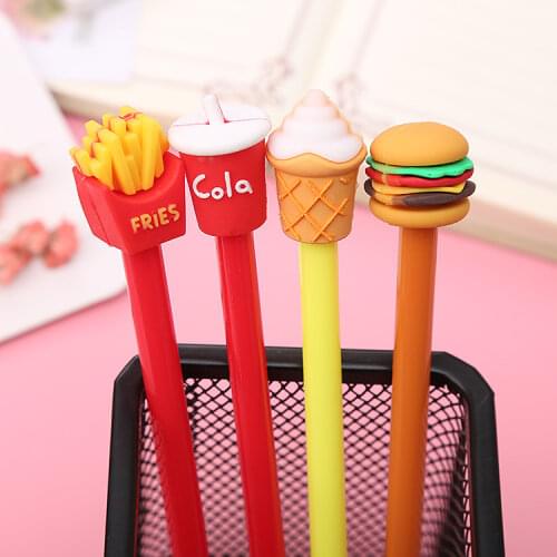 48pcs/lot Creative stationery Classic Fast Food hamburger Drink style Gel Pen Black 0.5mm Student Creative water sign Pen