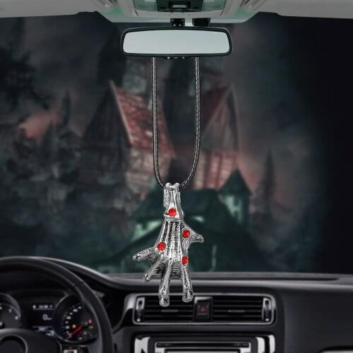Car Pendant Personality Crystal Metal Skeleton Hand Auto Suspension Decoration Automobile Rearview Mirror Hanging Ornament Gift