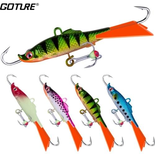 Goture Ice Jig Winter Fishing Lure Balancers Hard Artificial Bait with Luminous Hooks For Perch Pike Winter Fishing 15g 68mm 1PC