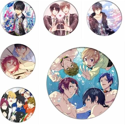 Free! Iwatobi Swim Cosplay Backpack Badges Nanase Haruka Brooch Pins Tachibana Makoto Cartoon Toys Collection Bags for Clothes