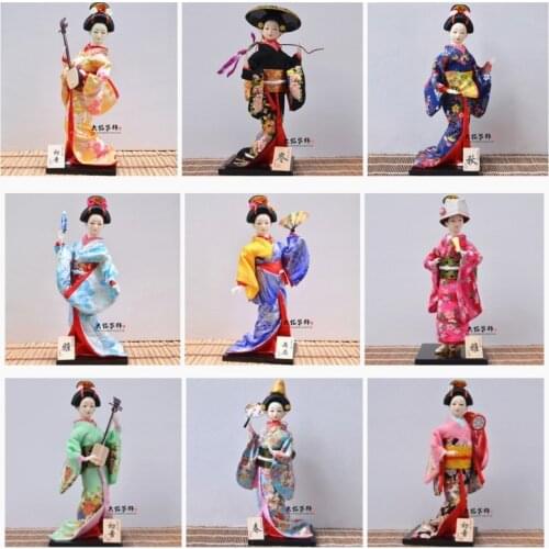 Geisha Figurines Dolls Gift Crafts Collection Kawaii Japanese Lovely with Beautiful Kimono House Office Decoration Miniatures