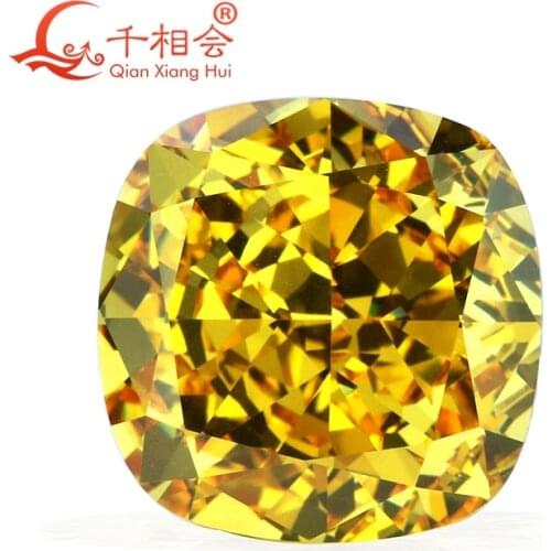 20mm yellow color cushion shape brilliant crushed ice cut cubic zirconia loose stone cz stone