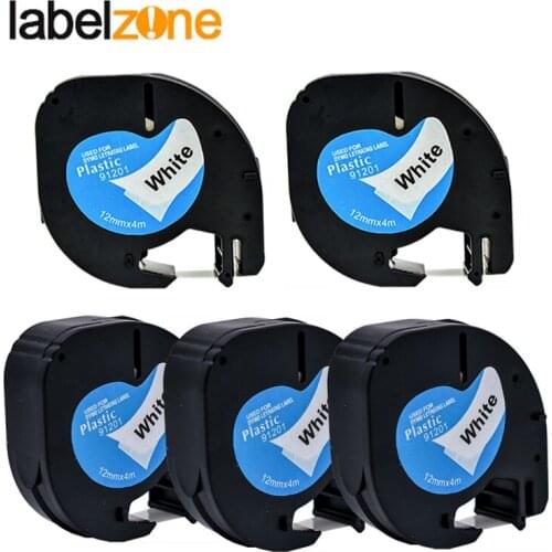 12mm*4m Compatible Dymo 91201 Letratag label tape black on white LT91201 91331 91221 59422 label tapes for LetraTag label maker