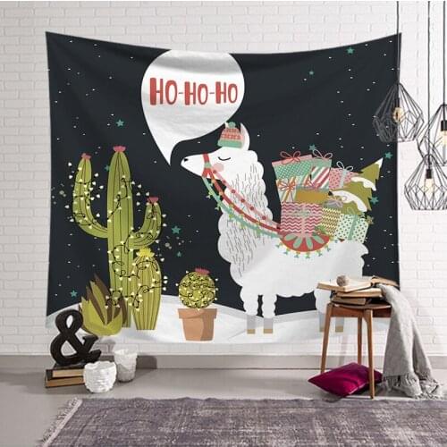 Lovely Alpaca Cartoon Animal Wall Hanging Tapestry Home Decor Blanket Bed Sheet Art Hippie Tapestry for Living Room Camping Mat