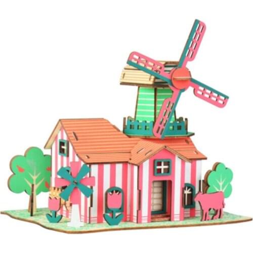 DIY Model toys 3D Wooden Puzzle-Variety of villas Wooden Kits Puzzle Game Assembling Toys Gift for Kids Adult P21