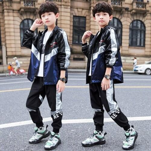 Soft Spring Summer Girls Clothing Suits Coat +Pants 2pcs/Set Kids Teenager Outwear Sport Cotton Formal High Quality