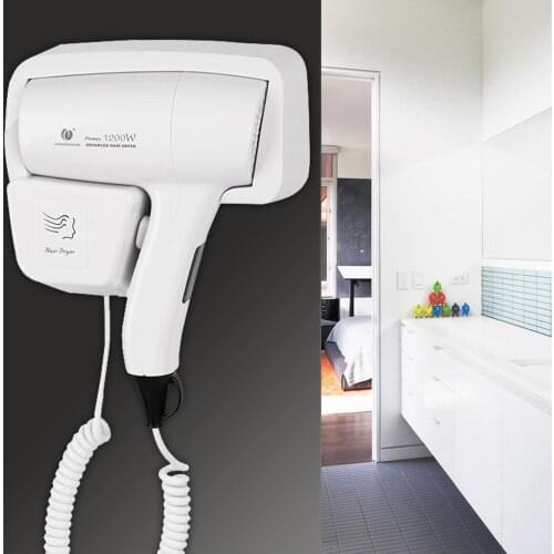 Secador Home Hotel Bath Wall Mount Thermostatic Electric Hair Dryer Blower Hairdryer Hairblower White ABS 1200W 220V