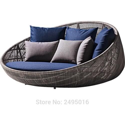 Home / Office Leisure Outdoor Rattan Daybed With cushion for outdoor ,patio garden ,weather resistant dia200cm