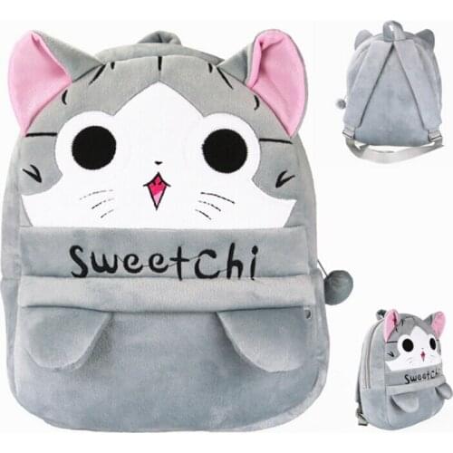 30*24cm Sweetchi Cat Plush Backpacks Cartoon Toy Backpack Unisex Character School Bag For Kids Gift