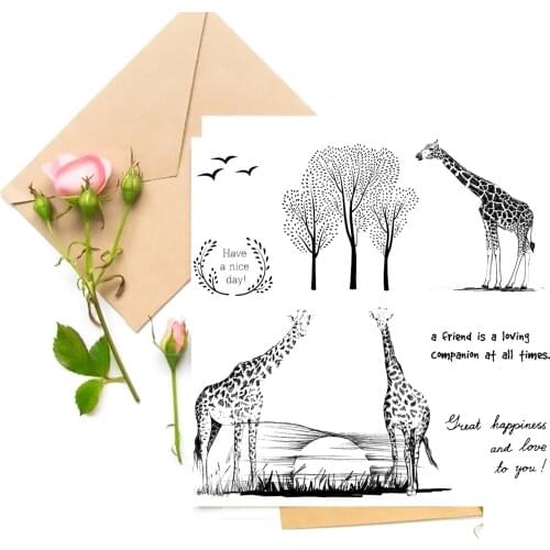 Giraffe / Tree Transparent Clear Stamps For DIY Scrapbooking/Card Making Stamps Fun Decoration Supplies