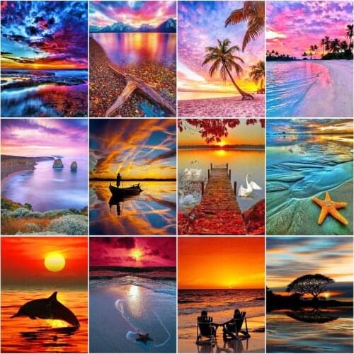 RUOPOTY Frame Picture Diy Painting By Numbers Sunset Acrylic Paint On Canvas Drawing Coloring By Numbers For Diy Gift Wall Artwo