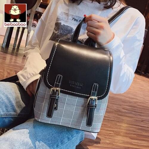 Beibao backpack 2020 new Korean fashion color contrast check Backpack