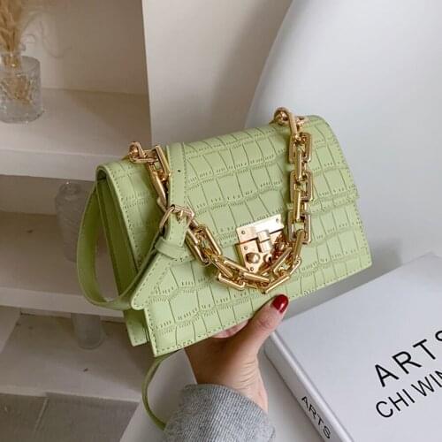 Designer Crocodile Pattern Women Shoulder Messenger Bags Casual Chain Crossbody Bag Pu Leather Small Flap Bags Lady Clutch Purse