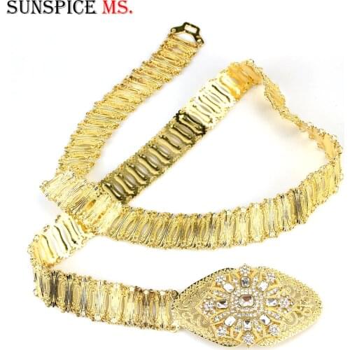 Sunspicems Gold Silver Color Women Caftan Belt Moroccan Ethnic Wedding Dress Jewelry Metal Punk Link Chain Girl Gift 2020