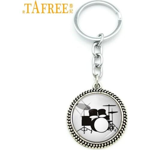 TAFREE Vintage accessories music DJ Turner keychain DJ Mixer Drum photo glass cabochon Musician Birthday Gifts men jewelry KC595