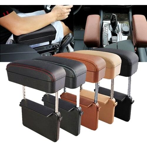5 Colors Universal Car Armrest Storage Box Case Seat Elbow Support Adjustable Height Leather Center Console Wireless Charger