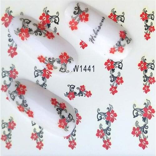 1PC water transfer nail decals 3D manicure decoration daisy flower black cat printing image water transfer slider wraps FW014