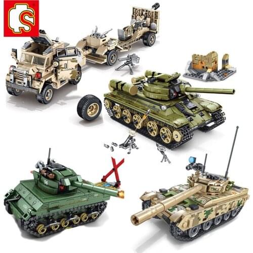 SEMBO Military Technic Main Battle Tank Building Blocks Weapon War Chariot Creator Army WW2 Soldiers DIY Bricks kids toys Boys