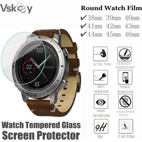 VSKEY 100PCS Universal Round Smartwatch Tempered Glass Diameter 37mm 38mm 39mm 40mm 41mm 42mm Screen Protector Protective Film
