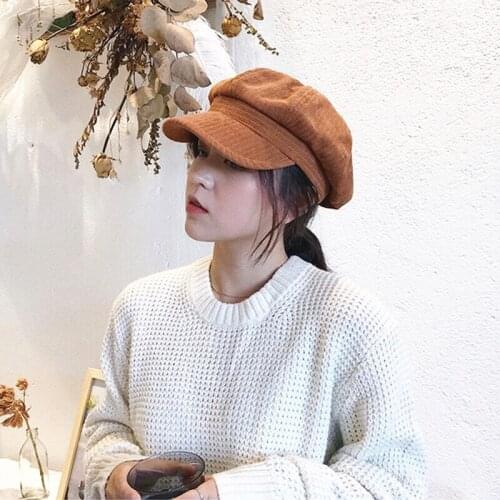 XXIANG002 Winter women Japanese casual thick warm beret cap Cotton Octagonal hats Britsh vintage girl pumpkin artist hats